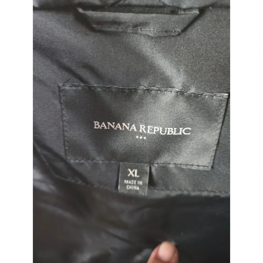 Banana Republic Quilted Vest Mens XL Black Diamond Stitch Full Zip Snap Pockets